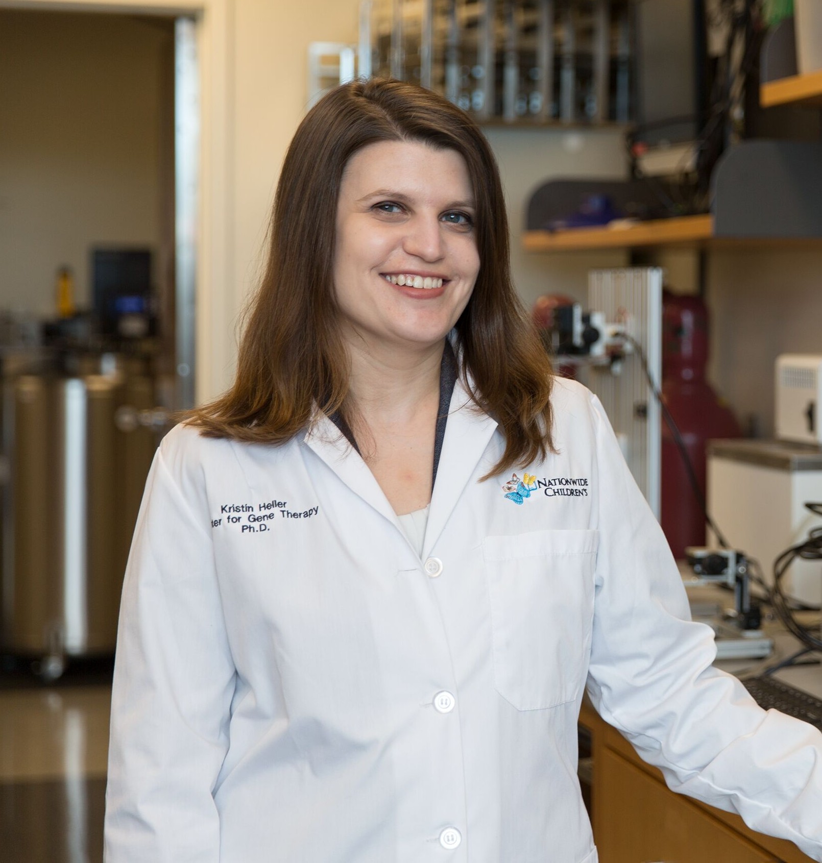 Portrait of Dr. Louise Rodino-Klapac in a lab