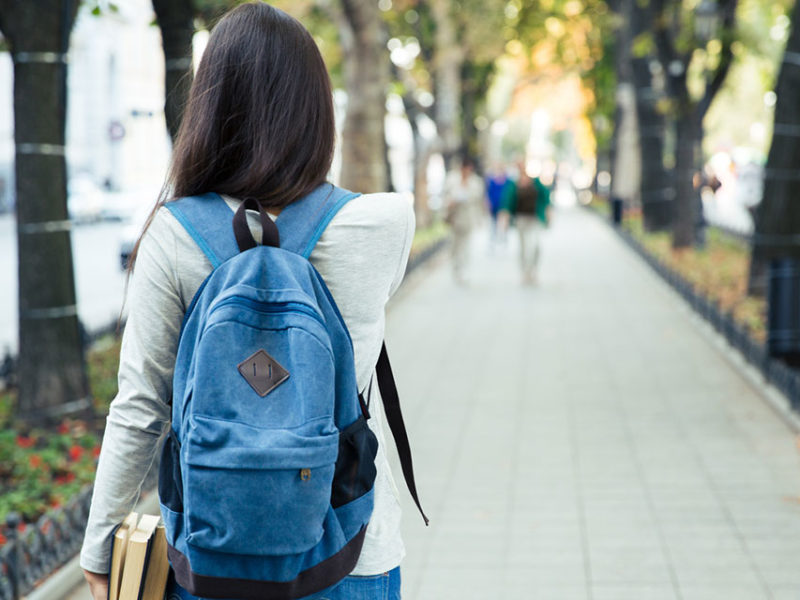 Teen girl with backpack