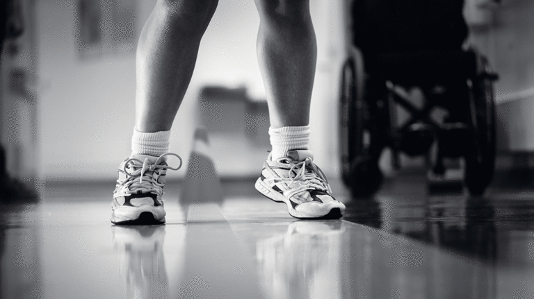 boy with muscular dystrophy completing walk test