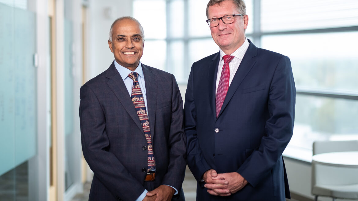 Enironmental portrait of Rama Jayanthi, MD, and Peter Cuckow, MB, BS, FRCS