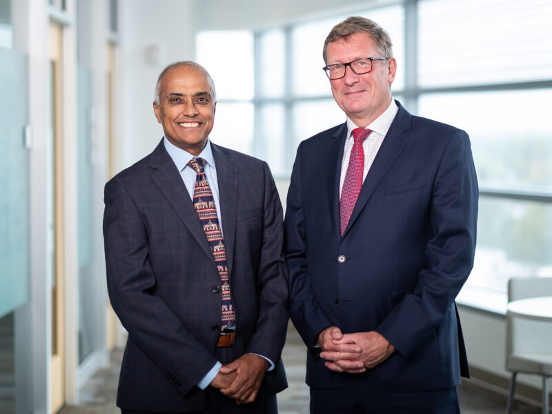 Enironmental portrait of Rama Jayanthi, MD, and Peter Cuckow, MB, BS, FRCS