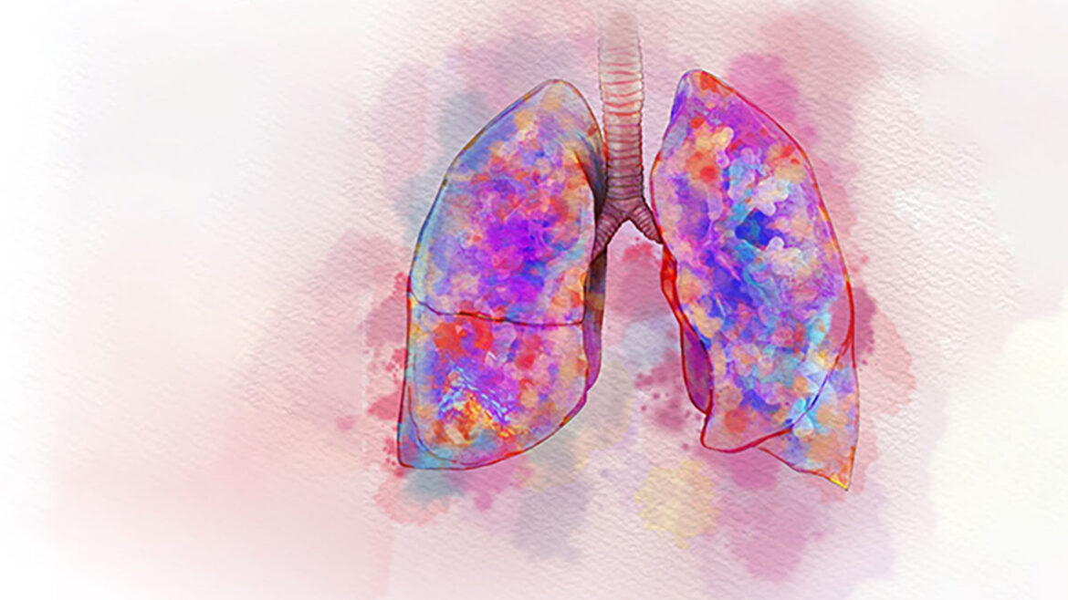 colorful water color style illustration of lungs