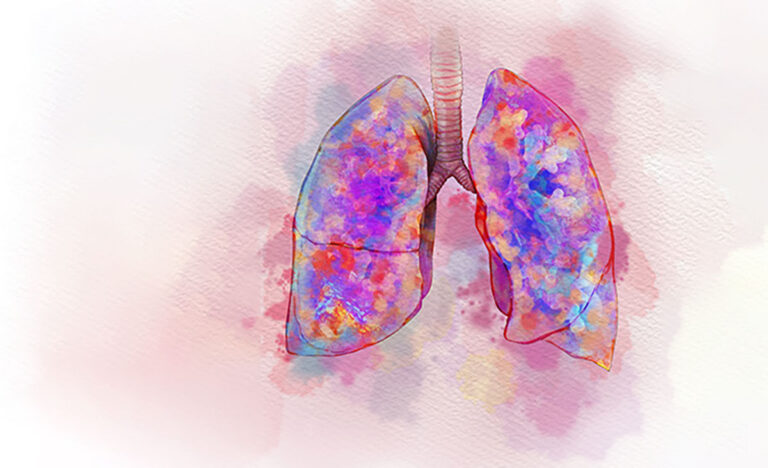 colorful water color style illustration of lungs