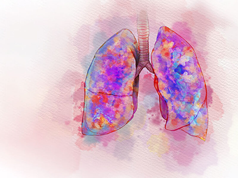 colorful water color style illustration of lungs