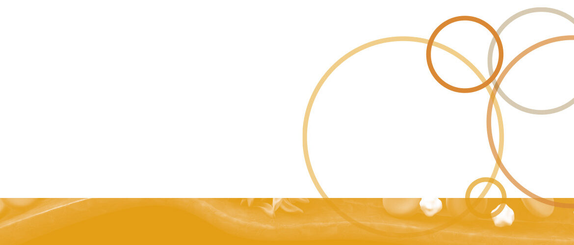 Decorative gold bar and circles on a white background
